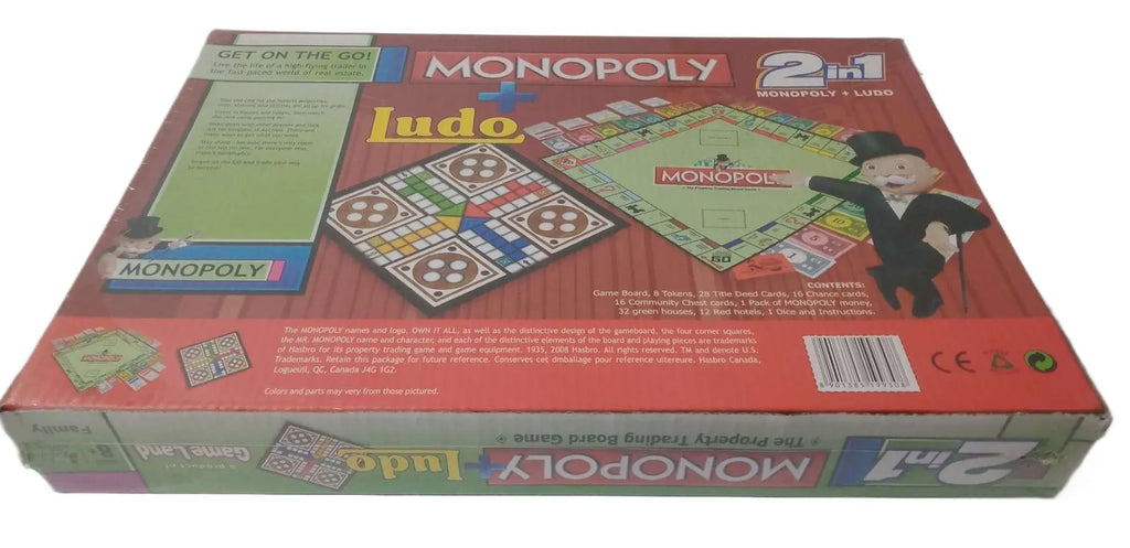 2-in-1 Monopoly and Ludo Board Game Set for Kids & Family
