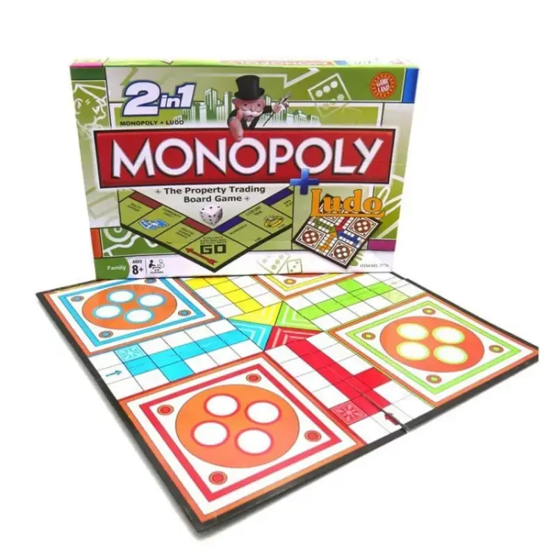 2-in-1 Monopoly and Ludo Board Game Set for Kids & Family