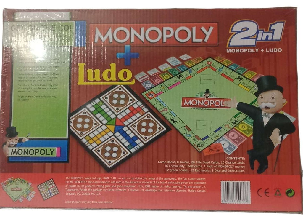 2-in-1 Monopoly and Ludo Board Game Set for Kids & Family