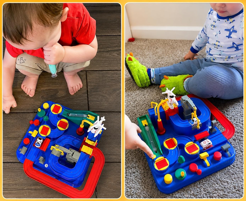 Car Adventure Track Game - City Rescue Race Track Toy Set for Kids