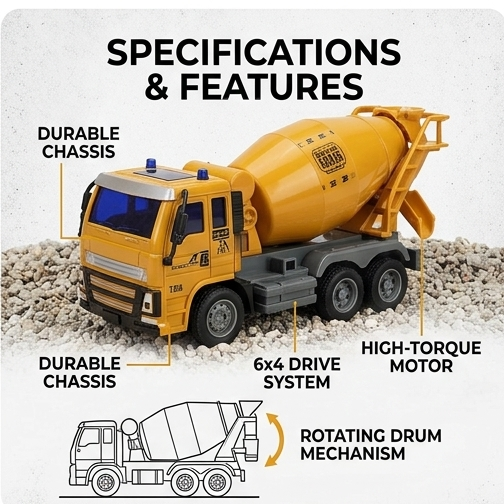 Remote Control Construction Excavator Toy with Smoke Effect & Rechargeable Battery