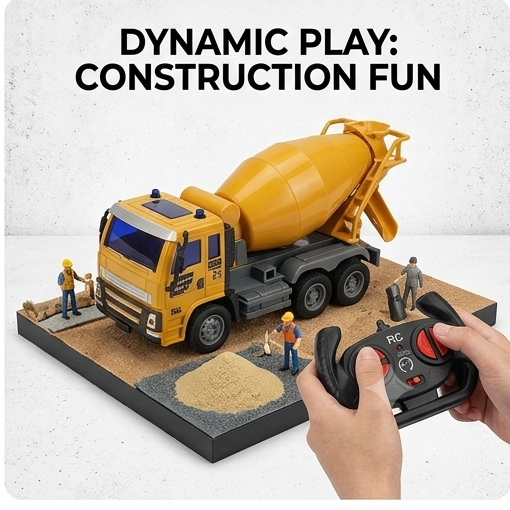 Remote Control Construction Excavator Toy with Smoke Effect & Rechargeable Battery