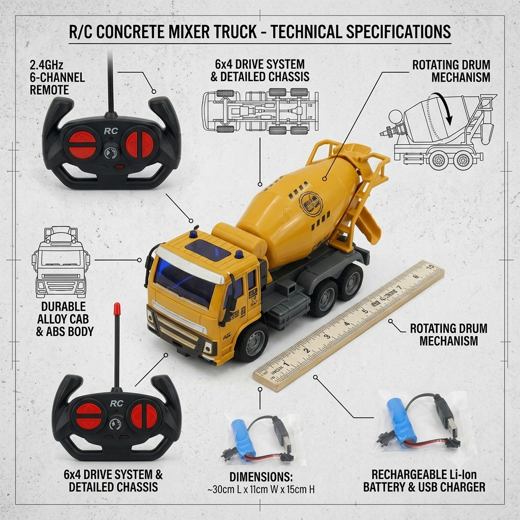 Remote Control Construction Excavator Toy with Smoke Effect & Rechargeable Battery