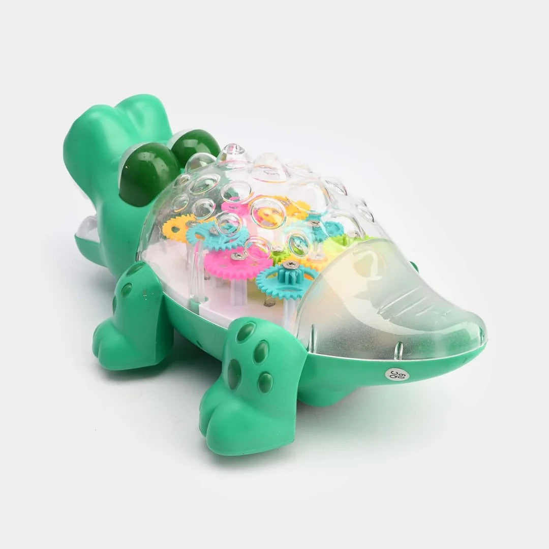 Transparent Gear Crocodile Toy for Kids - Light & Music Bump and Go Toy