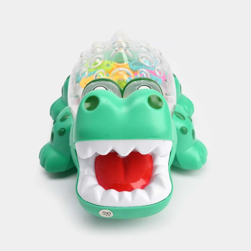 Transparent Gear Crocodile Toy for Kids - Light & Music Bump and Go Toy