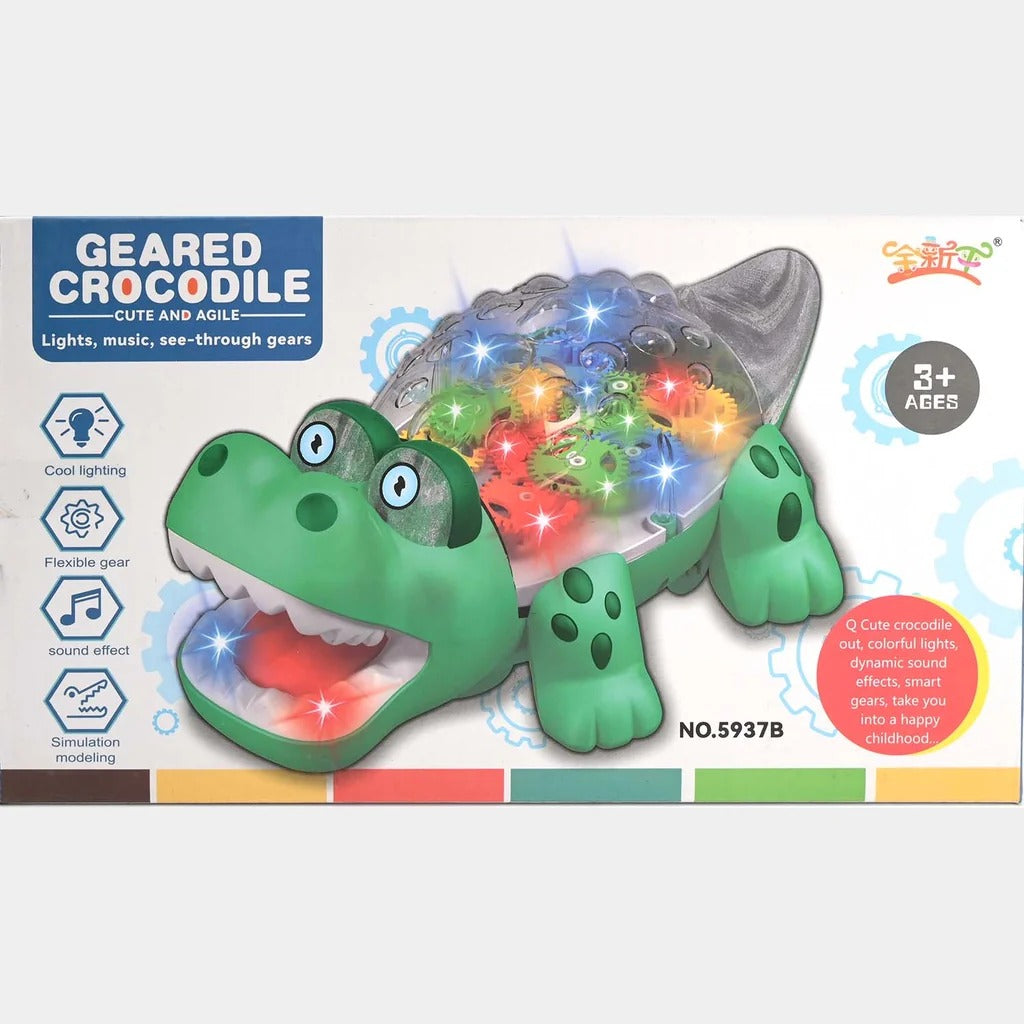 Transparent Gear Crocodile Toy for Kids - Light & Music Bump and Go Toy