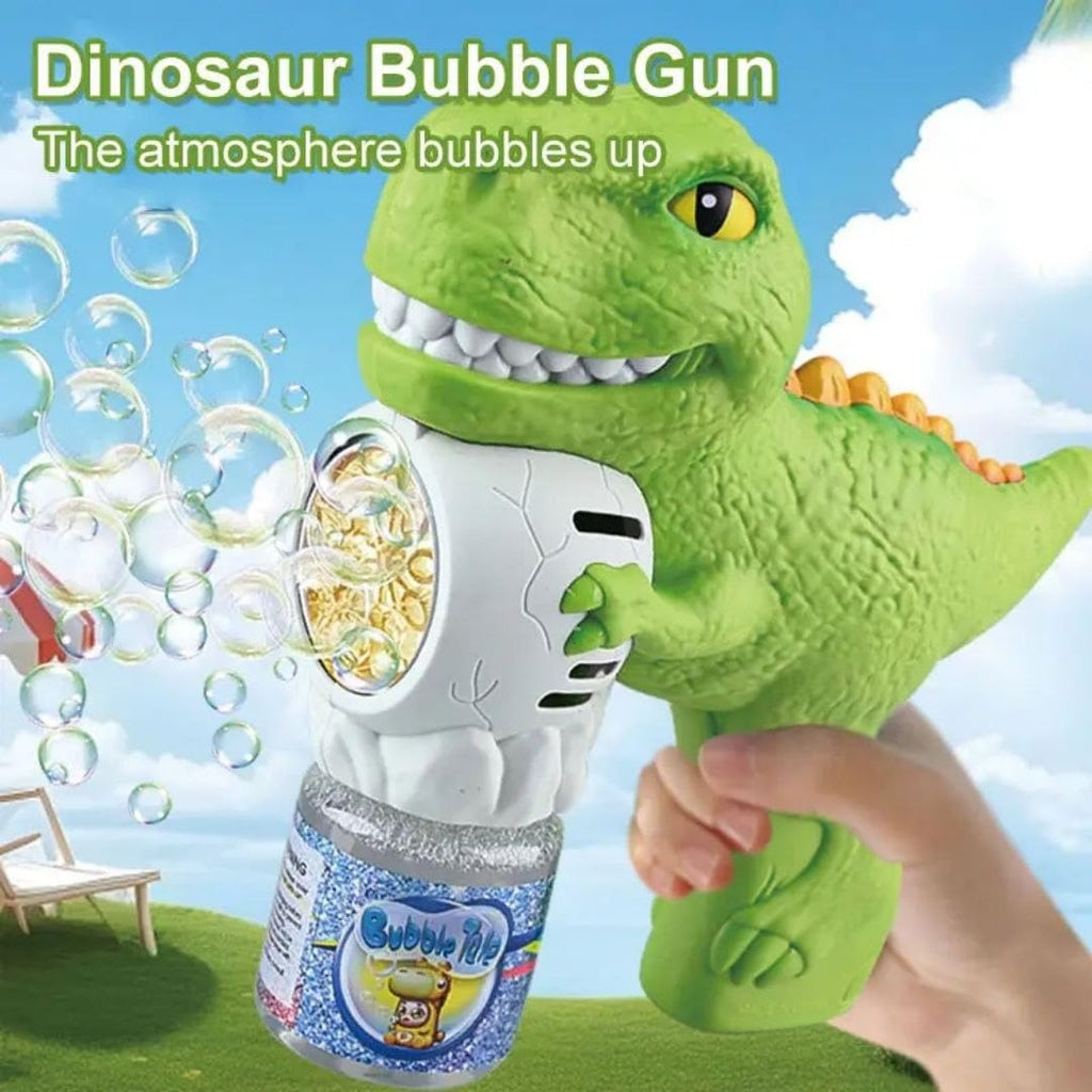 Raptor Dinosaur Automatic Bubble Gun Toy with LED Lights & Solution