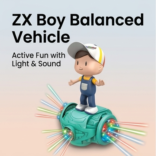 ZX Boy 5D Light & Sound Balanced Vehicle Toy – Bump & Go Electric Dancing Boy with Music for Kids