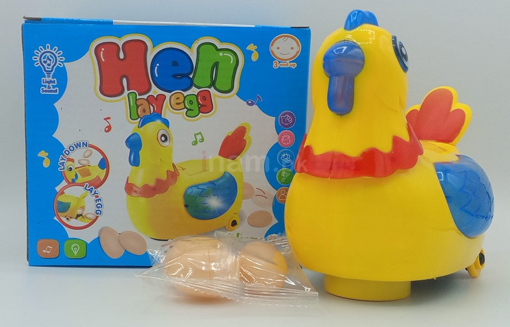 Hen Laying Egg Musical Toy - Bump and Go Light-Up Animal Toy for Toddlers
