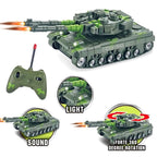 Dual-Cannon Remote Control Army Battle Tank - Blue Camo RC Military Vehicle