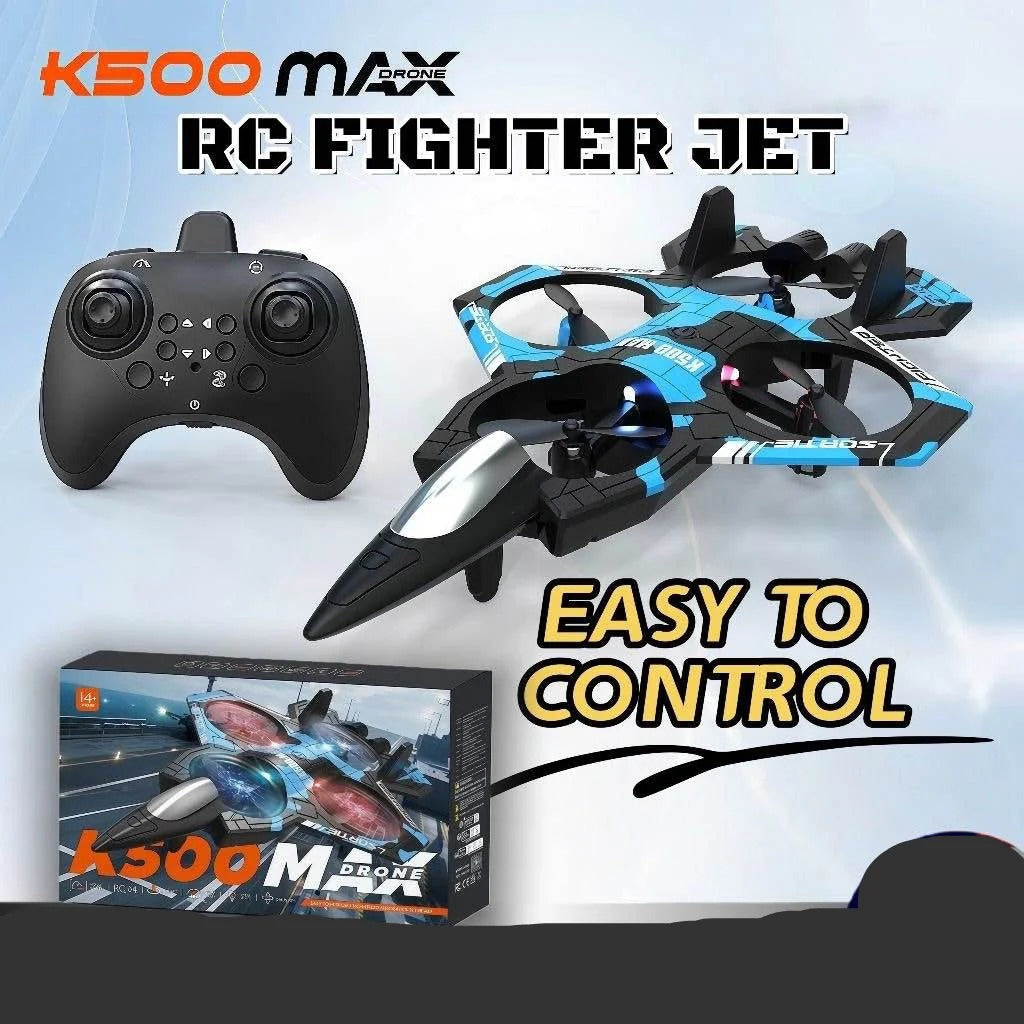 K500 MAX RC Fighter Jet Drone – 2.4GHz Stunt Plane with Altitude Hold & LED Lights