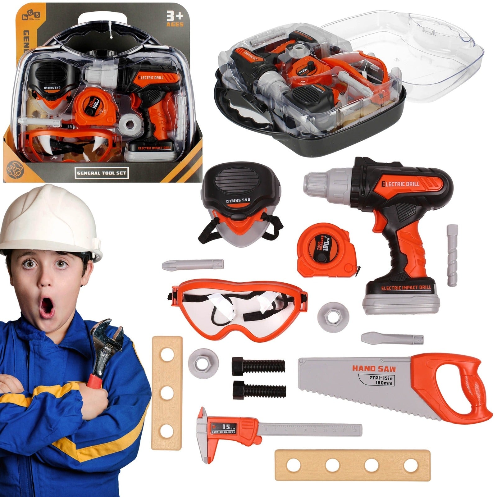 Kids Pretend Play Tool Set - Electric Drill Toy Set with Carrying Case