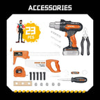Kids Pretend Play Tool Set - Electric Drill Toy Set with Carrying Box