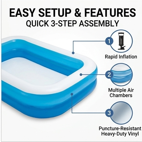 Intex Swim Center Inflatable Family Pool - Portable Outdoor Kids Swimming Pool