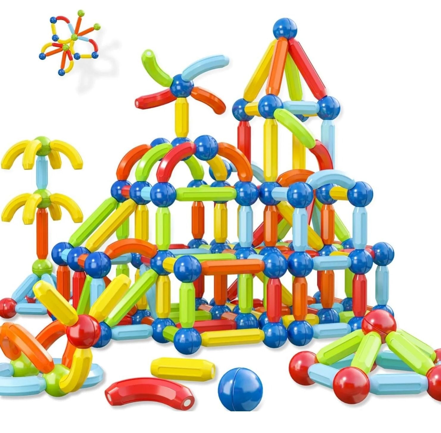Magnetic Toys Building Blocks - Toddler STEM Sticks & Balls Stacking Toy Set