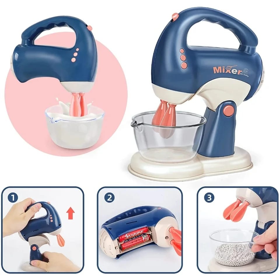 Kids Kitchen Appliances Stand Mixer Machine Toy with Light & Rotating Mixing Action