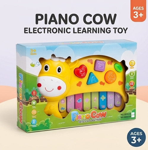 Musical Piano Cow Electronic Learning Toy - Interactive Educational Keyboard for Toddlers