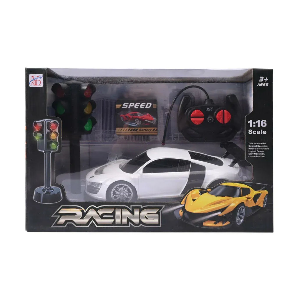 16 Scale Remote Control Car Set with Interactive LED Traffic Light Toy