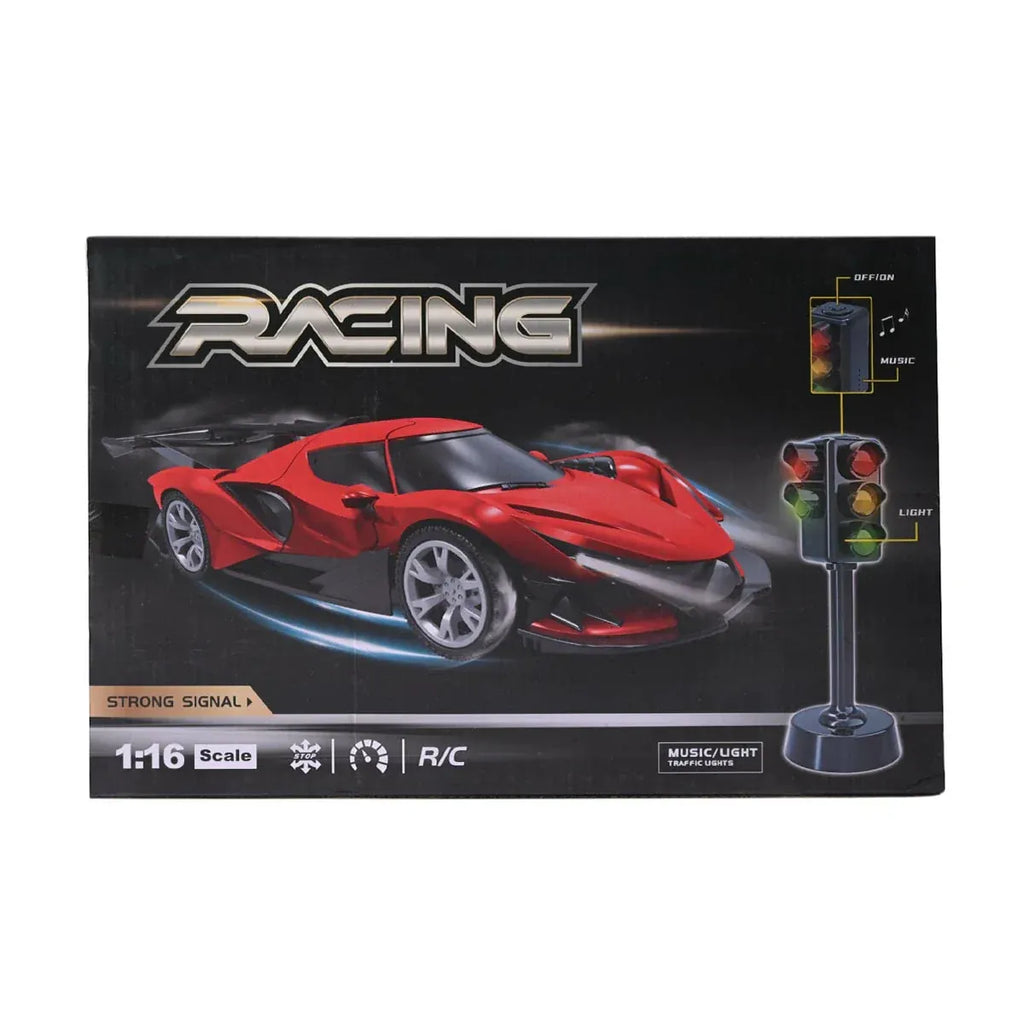 16 Scale Remote Control Car Set with Interactive LED Traffic Light Toy