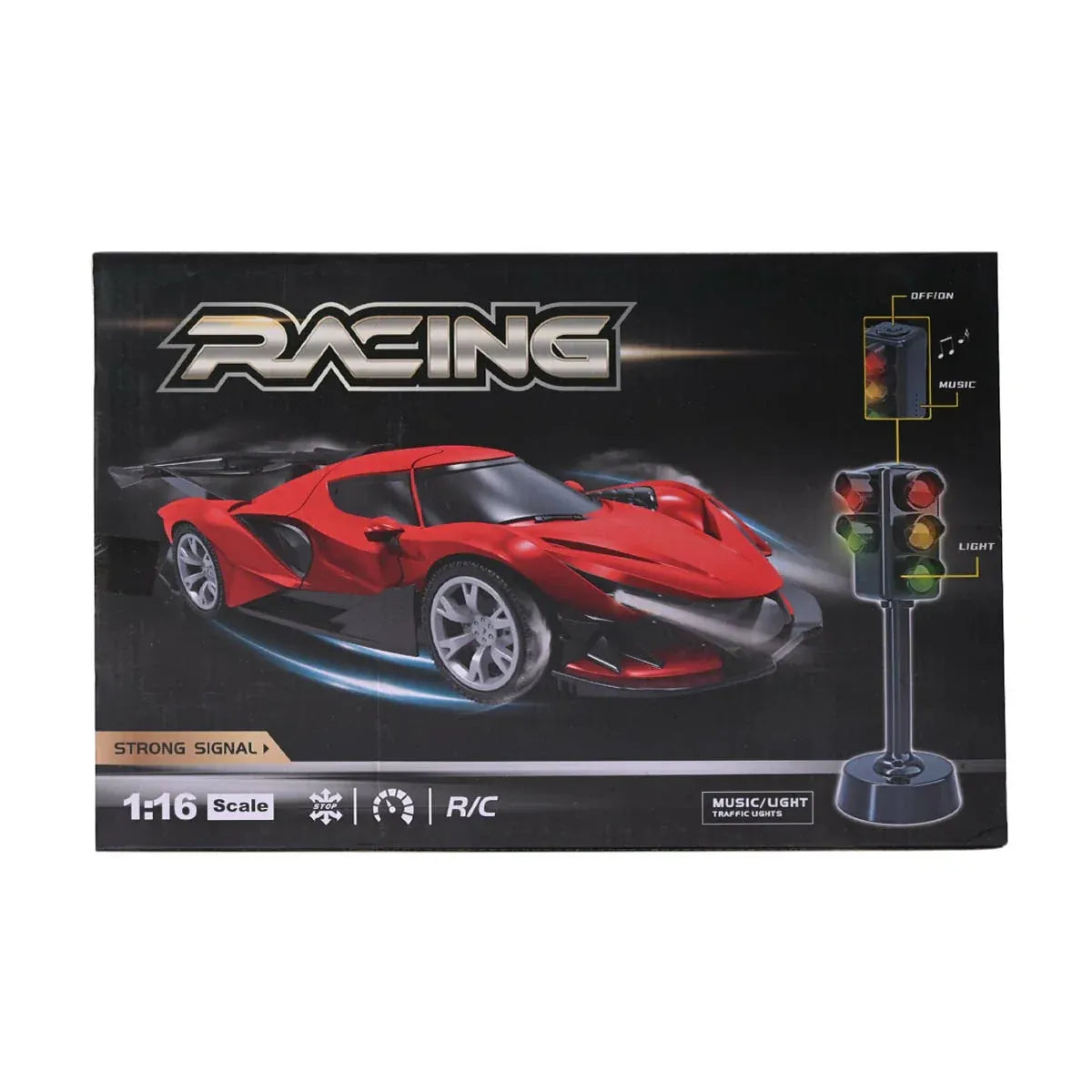16 Scale Remote Control Car Set with Interactive LED Traffic Light Toy