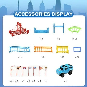 Rapid Variety Track Set for Kids - Flexible DIY Race Track with Battery Operated
