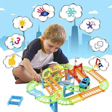 Rapid Variety Track Set for Kids - Flexible DIY Race Track with Battery Operated