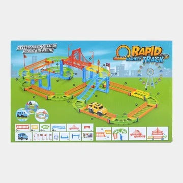 Rapid Variety Track Set for Kids - Flexible DIY Race Track with Battery Operated