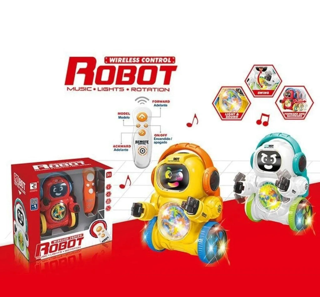Wireless Remote Control Dancing Robot with Music, Flashing Lights & 360