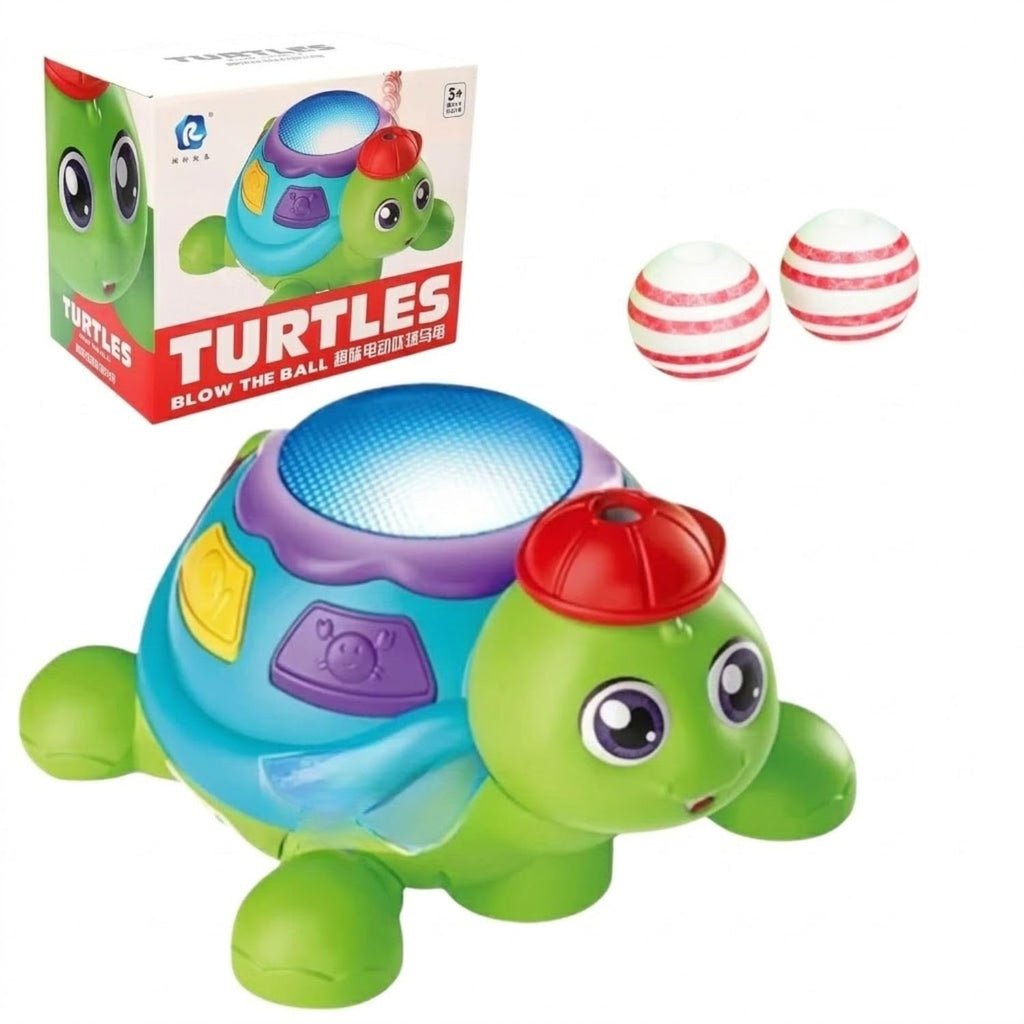 Blow Ball Turtle Toy for Kids - Musical Crawling Turtle with Lights & Sound