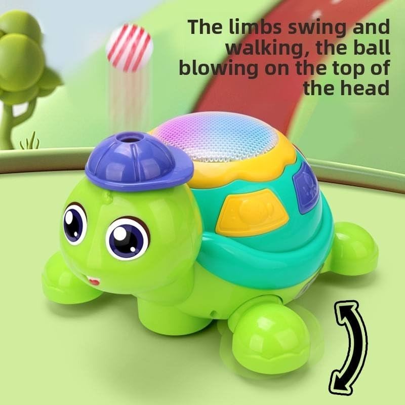 Blow Ball Turtle Toy for Kids - Musical Crawling Turtle with Lights & Sound