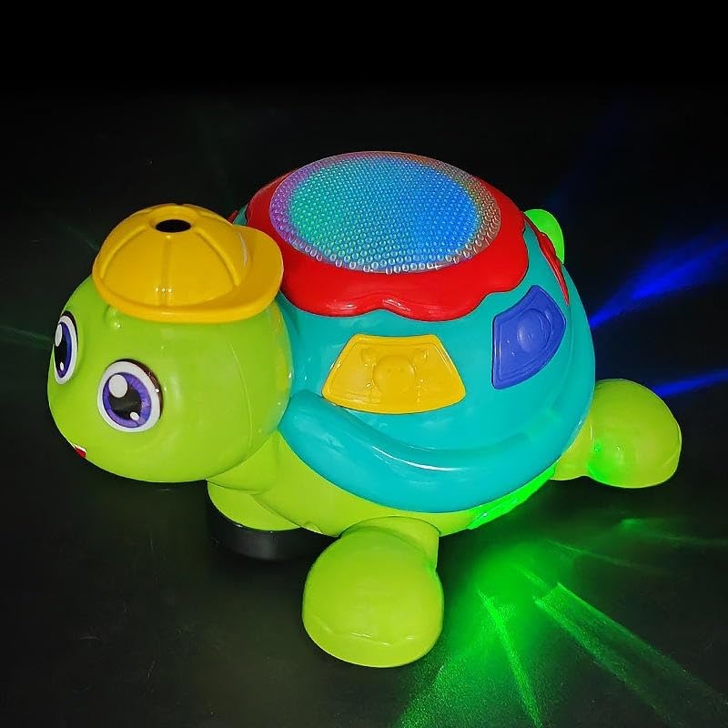 Blow Ball Turtle Toy for Kids - Musical Crawling Turtle with Lights & Sound